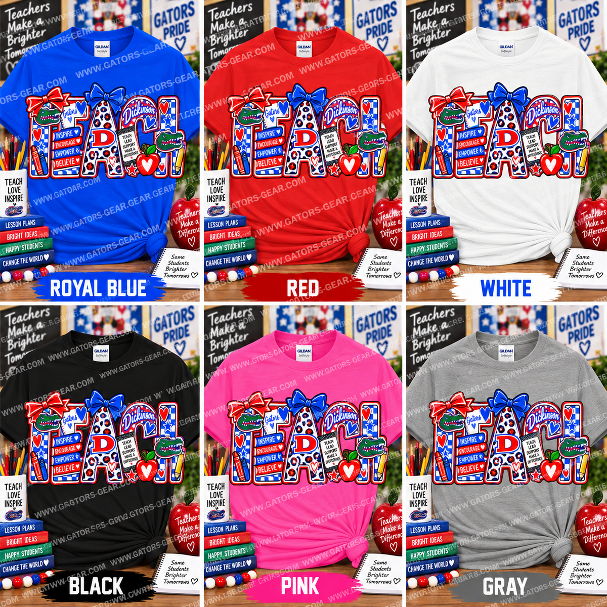 TEACH Gator and School Themed Text Teacher Staff School Shirt