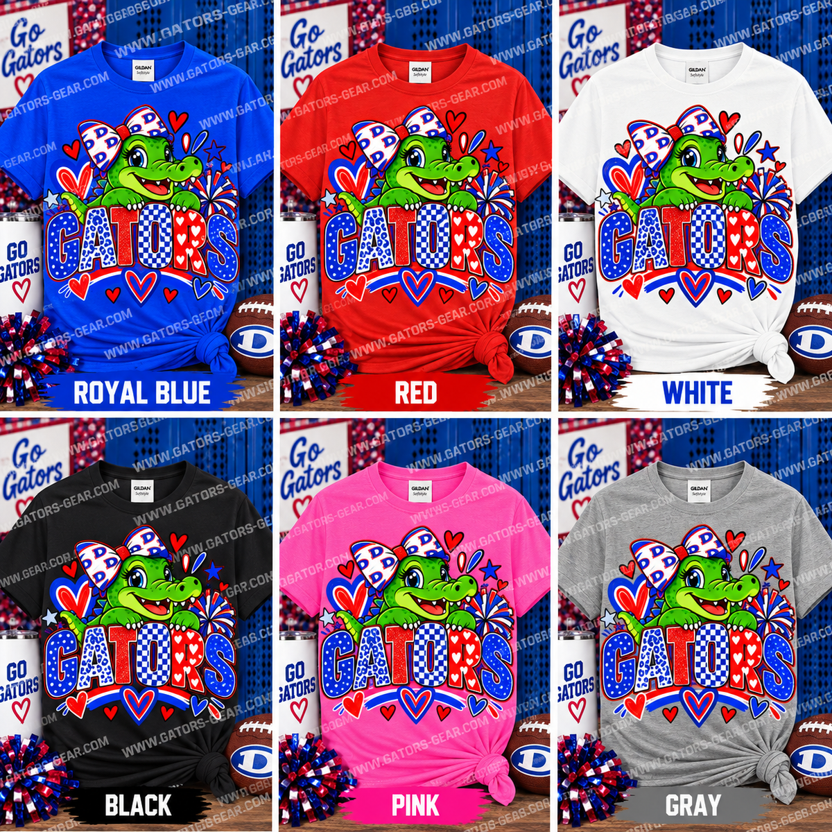 Girl Gator with Poms Hearts and Cute GATORS Text