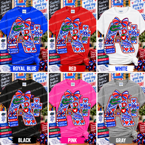 A+ Gator and School Themed Text Teacher Staff School Shirt