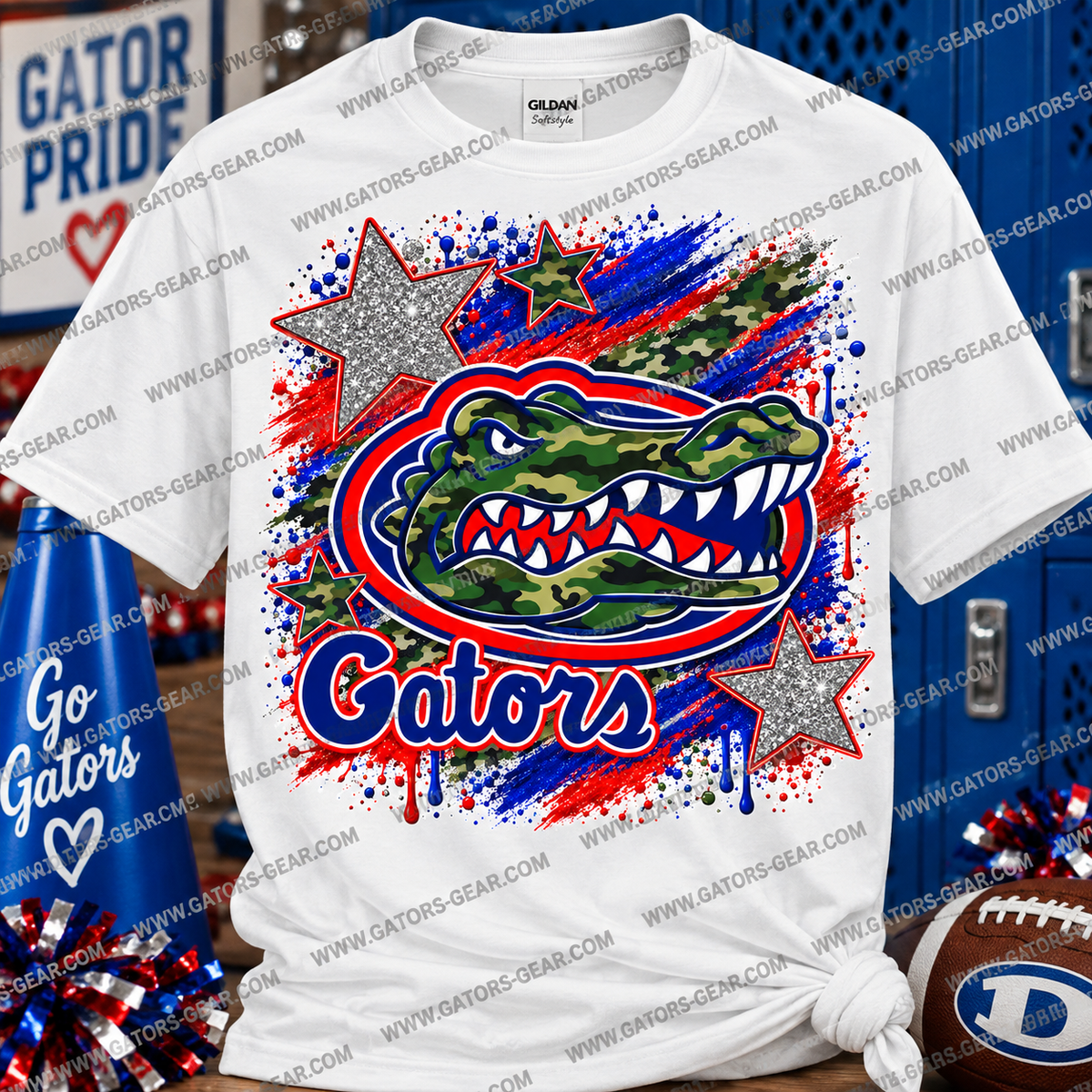 Camo Gator Stars and Stripes Splash Design Military and First Responders Appreciation Day