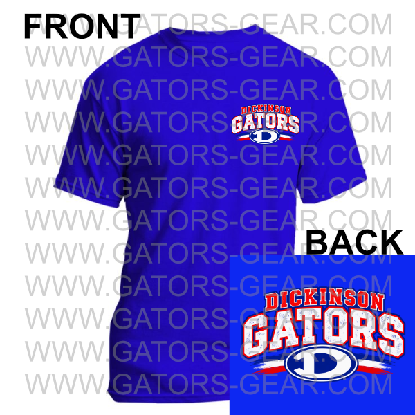 Two Sided Retro Dickinson Gators Logo and Text with Side Stripes