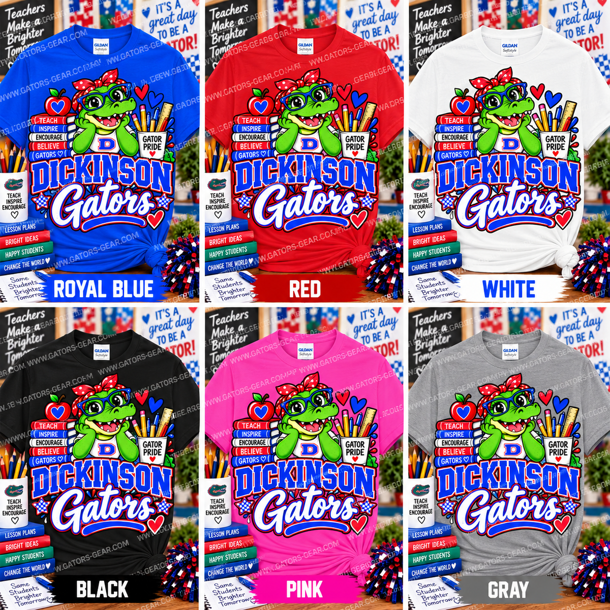 Gator Teacher Dickinson Gators Design with Teacher Desk School Supplies Teacher Shirt