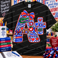 A+ Gator and School Themed Text Teacher Staff School Shirt
