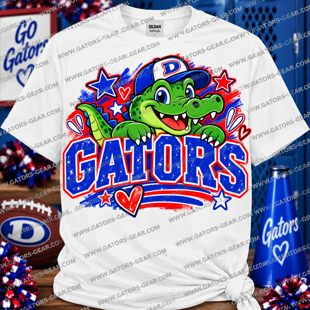Boy Gator with Baseball Cap and Stars Shirt