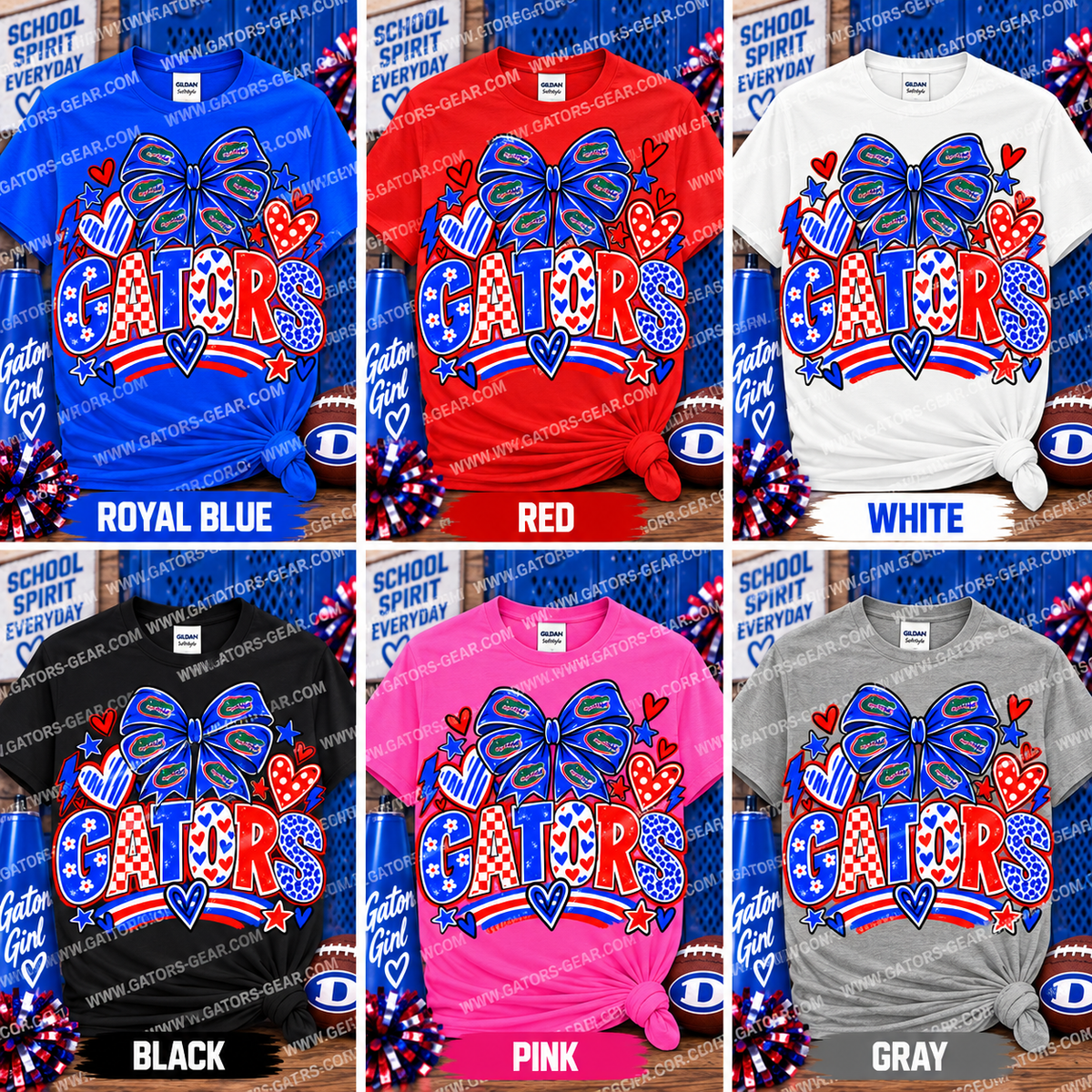 Cute GATORS Text with Bow Hearts Flowers Cheetah Print